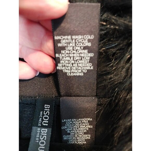 Bisou Bisou Black Coat/Duster with Removable Fur Collar - Picture 9 of 12